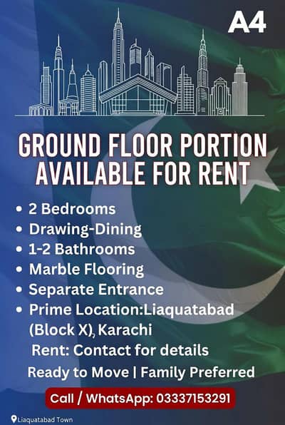 Ground Floor Available for Rent in Liaquatabad Daak khana