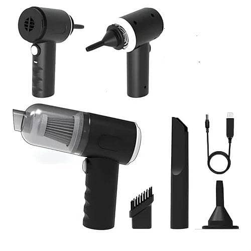 3-in-1 Portable Cordless Vacuum Cleaner – USB Rechargeable Mini Car Vacuum, Air Blower and Dust Cleaner with Accessories