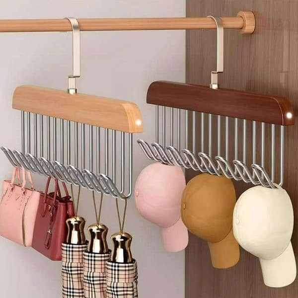 Multi-Layer Clothes Hanger with Hooks – Space Saving Closet Organizer for Pants, Ties, Scarves & Accessories | Heavy Duty Wardrobe Hanger