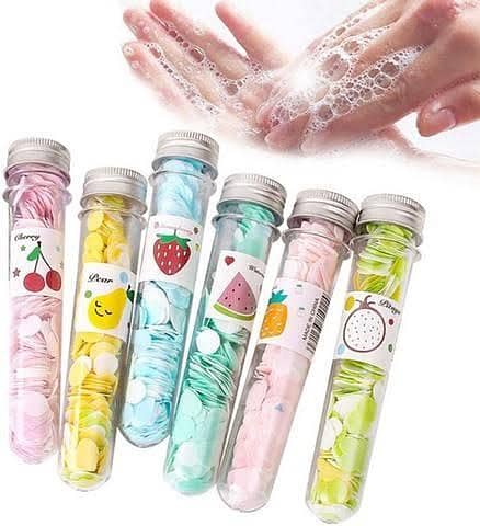 Mini Fruit Design Paper Soap Sheets Portable Travel Hand Wash Soap Flakes for Outdoor Camping