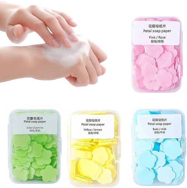 Portable Petal Soap Paper Sheets – Mini Travel Hand Wash Soap Flakes | Disposable Scented Soap for Outdoor, Travel & Daily Use