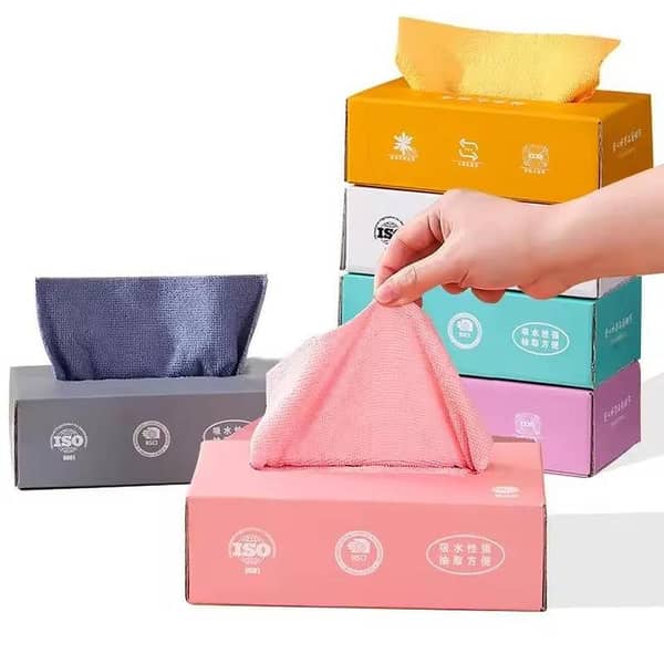 Disposable Microfiber Cleaning Cloth Roll – Multi-Purpose Kitchen Cleaning Tissue for Dishes, Table & Home Use | Strong Absorbent Wipes
