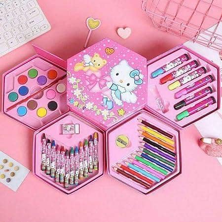 46 Pcs Art Set for Kids: Complete Portable Painting & Drawing Kit with Colored Pencils, Crayons, Watercolors, Sketch Pens & Accessories
