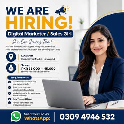Digital Marketer || Sales Girl || Office Work || Female Jobs