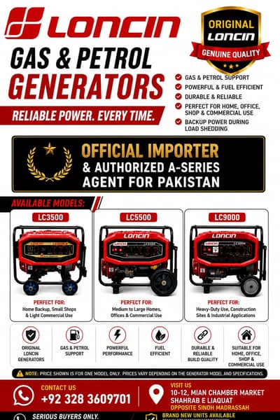 Original Loncin Gas & Petrol Generators