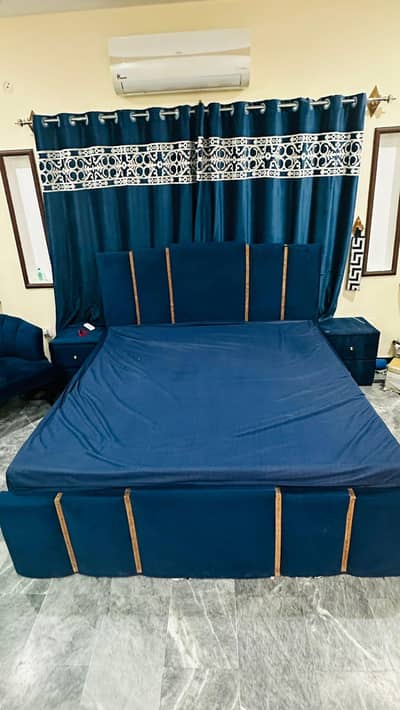Double bed with side tables and Coffee Chairs