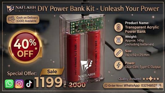 Custom Built Transparent Power Bank - Real Cell Whatsapp _03214852556