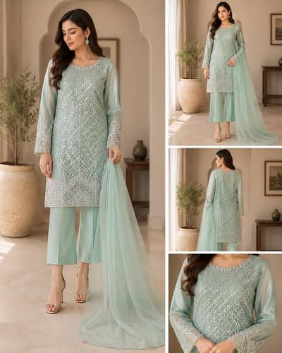 Preloved Sea Green NET festive wear