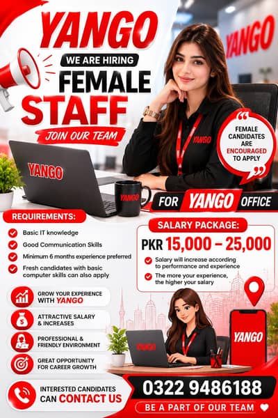 FEMALE STAFF REQUIRED SHARE YOUR CV ON WHATSAPP