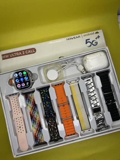 Sim Smart Watch with Earbuds and 7 Straps