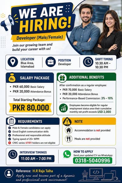 we are hiring males & females