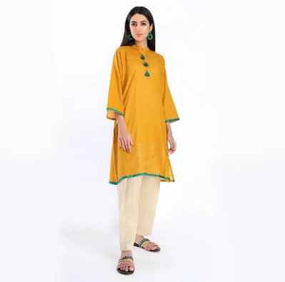 Original Khaadi Embroidered 2 Pcs Lawn Suit Yellow
