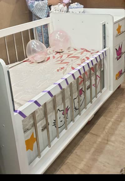 wooden baby cot with mattress