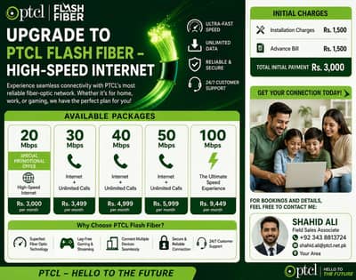 ptcl Flash fiber connection - high speed internet & fast installation