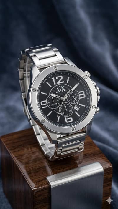 Original Armani Exchange Stainless Steel Watch (Black Dial)