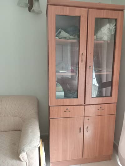 Wooden Display Cabinet with Glass Doors
