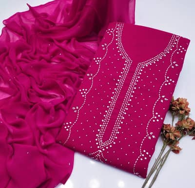 Beautiful Hand Embroidery Dress | Pure Lawn 3 Piece Suit | Ladies Suit