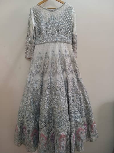 Imrozia Inspired Luxury Grey Walima Maxi - Elegant Embroidery