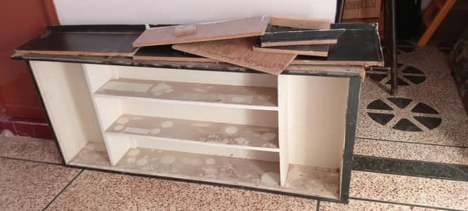 Wooden Cabinet Rack with 2 Thick Glass Panels for Sale