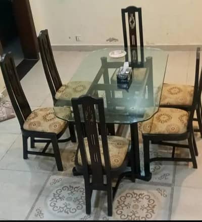6-Seater Wooden Dining Table Set for Sale