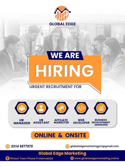 We are hiring Hr manager,Hr assistant ,ffiliate marketer,web developer