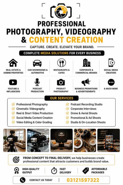Professional Photography, Videography & Content Creation