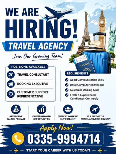 We Hiring females for Travel Agency