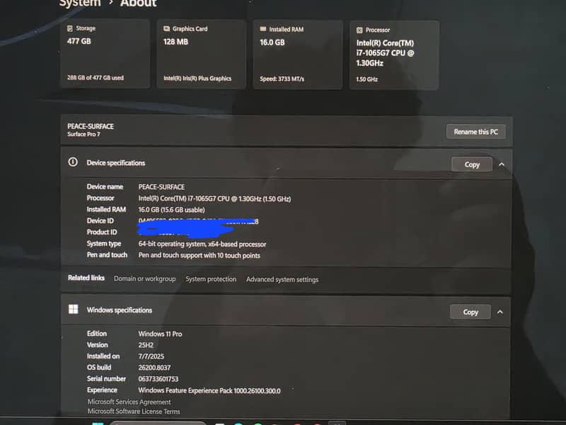 Intel core i7 Microsoft 7 pro 1
