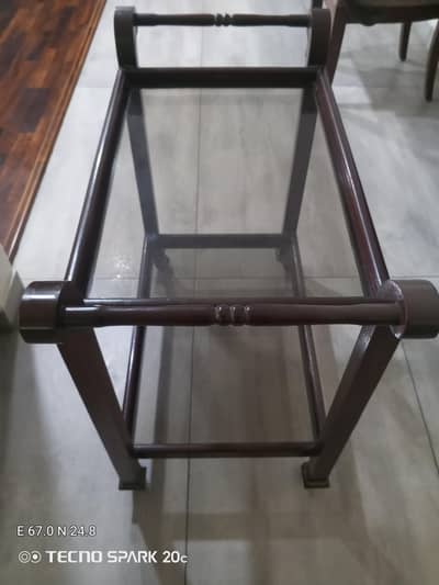 Elegant Wooden Serving Trolley / Tea Cart with Glass Shelves