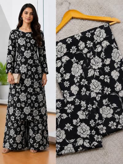  New Arrival Black & White Floral Printed 2pc| Allover Print Shirt