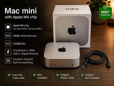 Apple Mac Mini M4 | 24GB RAM | 512GB SSD | Mint with Box & Cable