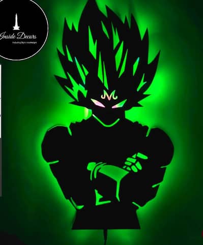 Majin Buu Saga Vegeta 3D LED Wall Lamp RGB 7mm Wooden DBZ Night Light-