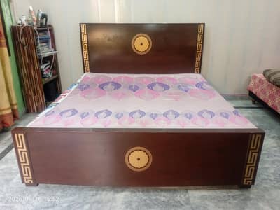 Double Bed with Mattress – Strong Wooden Bed – Good Condition