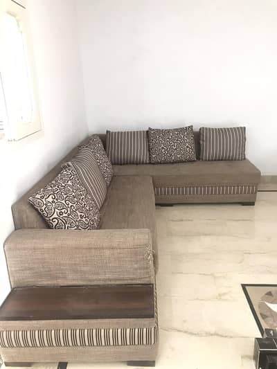 6 Seater L-shaped Sofa light brown color