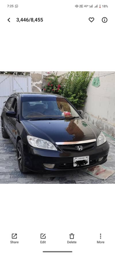 Honda Civic EXi 2001 black beautiful no any fault