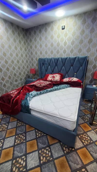 double bed for sale with foam nd side tables
