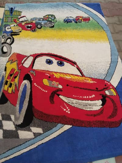 blue and red car rug