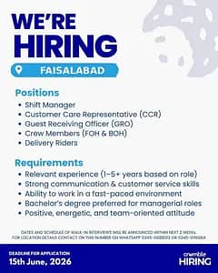 Customer Care Representative / Crew Member / Delivery Rider / GRO