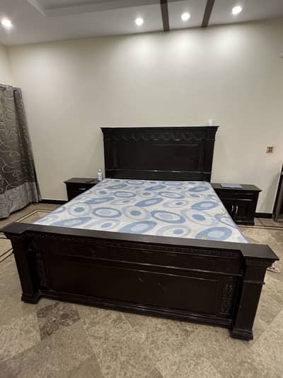 Traditional carved wooden Bridal Bed - Side Tables included