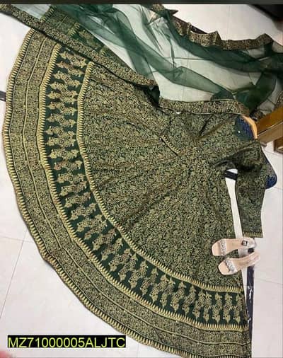 Green Printed Cotton Silk Maxi Suit