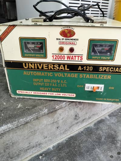 Universal A-120 Stabilizer with a capacity of 12,000 Watts.