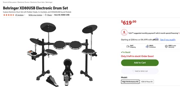 Behringer XD80USB Electronic Drum Kit