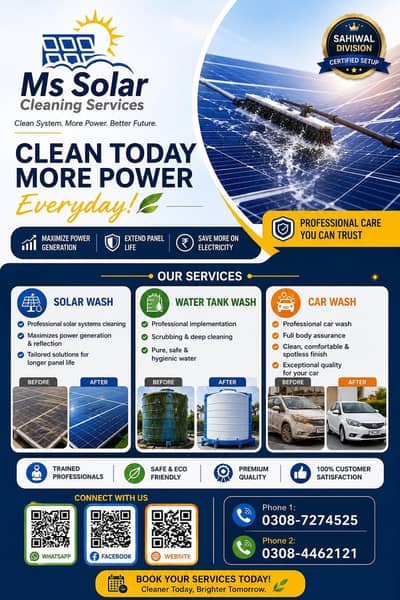 Solar Panel Cleaning Services And Car Wash & Water Tanki wash
