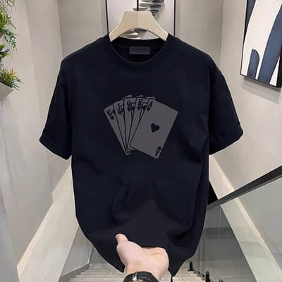 Men Loose Printed Poker T-Shirt