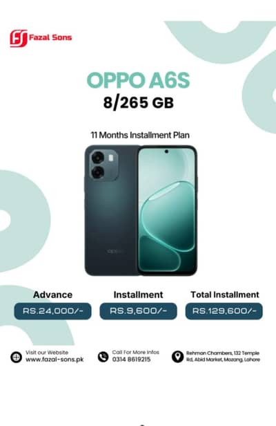 Oppo A6S (8/256GB) Available On Easy Installment Plan