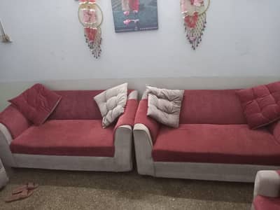 06 Seater Sofa Set with 06 Cousions in Genion Velvet Multi Colour