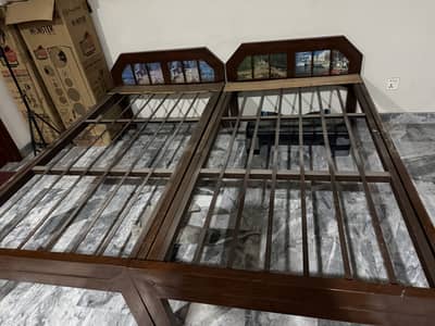 Double Bed Iron Frame with Mattress & Bedding  Solid Heavy Duty Bed