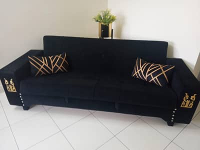 Stylish Black Sofa Bed with Storage