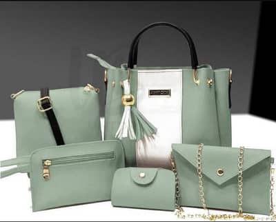 Premium Quality 5-Piece Handbag Set for Girls Maroon Gold