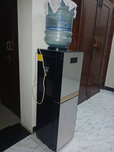 3-Tap Water Dispenser with Mini Fridge Cabinet